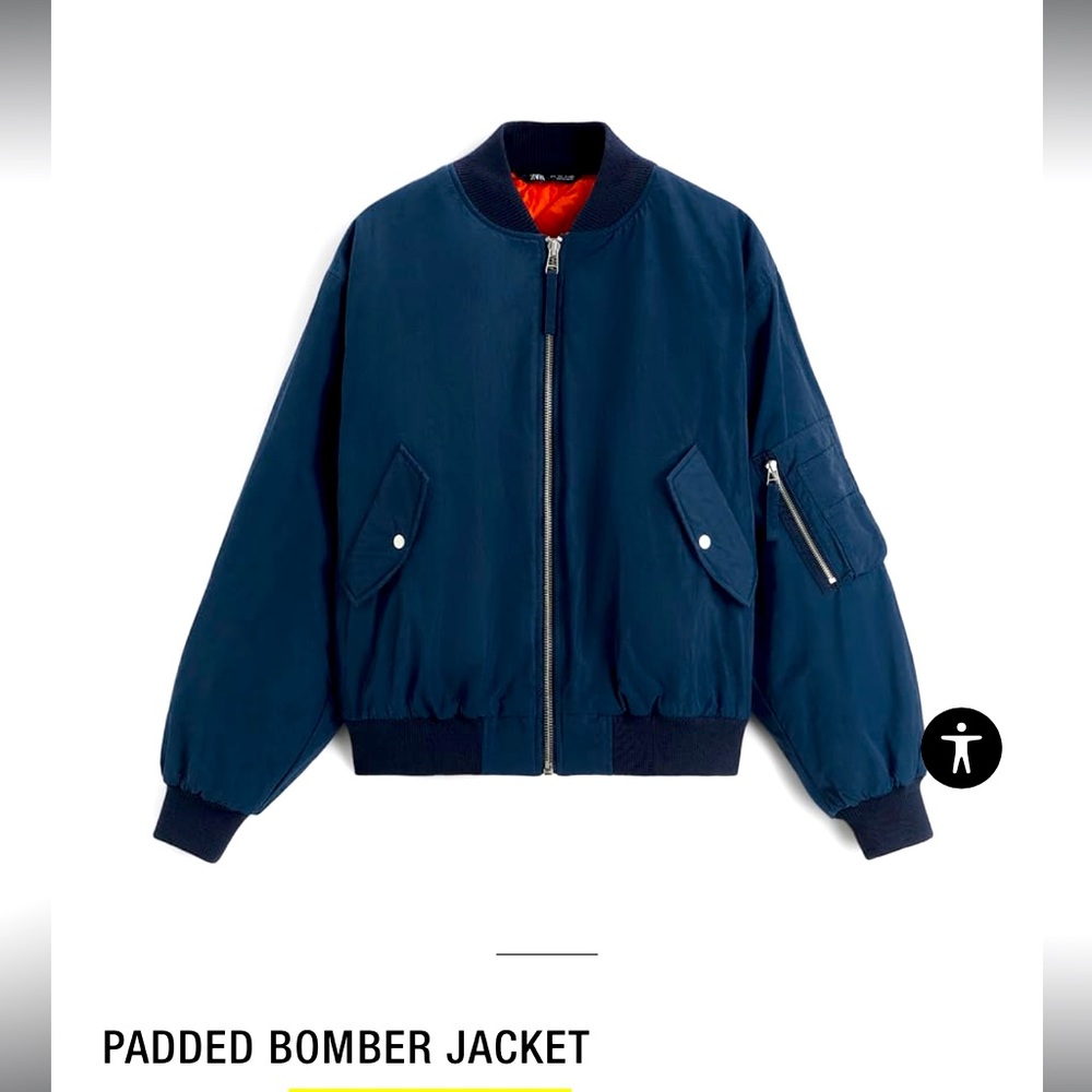 Zara Padded Bomber Jacket men’s size Small, olive green w/red lining. Like New!
